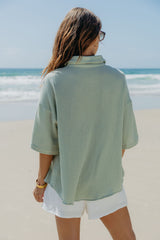 Theia Cotton Shirt - Sage Green - The Self Styler
