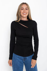 Carolyn Long Sleeve Top - Black - The Self Styler