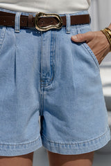 Reuben High-Rise Denim Shorts - Light Wash - The Self Styler - The Self Styler