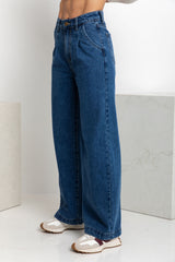 Darcy High-Rise Wide-Leg Denim Jeans - Dark Wash - The Self Styler - The Self Styler