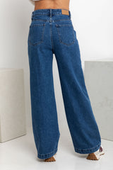 Darcy High-Rise Wide-Leg Denim Jeans - Dark Wash - The Self Styler - The Self Styler