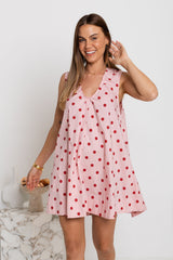 London Swing Dress - Pink and Red Polka Dot - The Self Styler