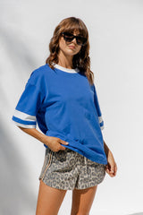 Blake Relaxed-Fit Stripe Tee - Blue and White - The Self Styler