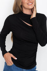 Carolyn Long Sleeve Top - Black - The Self Styler