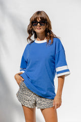 Blake Relaxed-Fit Stripe Tee - Blue and White - The Self Styler