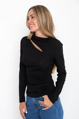 Carolyn Long Sleeve Top - Black - The Self Styler