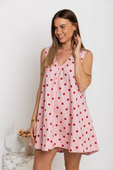 London Swing Dress - Pink and Red Polka Dot - The Self Styler