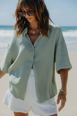 Theia Cotton Shirt - Sage Green - The Self Styler