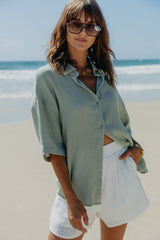 Theia Cotton Shirt - Sage Green - The Self Styler