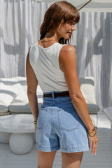 Reuben High-Rise Denim Shorts - Light Wash - The Self Styler - The Self Styler