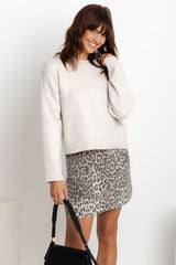 Heidi Denim Mini Skirt - Light Leopard - The Self Styler - The Self Styler