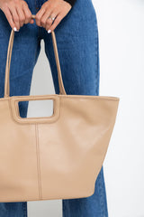 Asha Stitched Tote Bag - Nude - The Self Styler