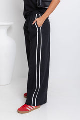 Luna Wide-Leg Stripe Pants - Black - The Self Styler