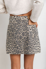 Heidi Denim Mini Skirt - Light Leopard - The Self Styler - The Self Styler