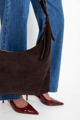Wren Slouchy Suede Bag - Chocolate - The Self Styler