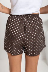 Lennon Polka Dot Shorts - Chocolate and White - The Self Styler