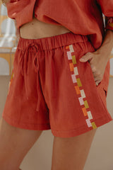 Alba Linen Shorts - Papaya - The Self Styler