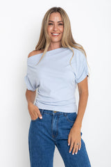 Jaimie Off-The Shoulder Top - Light Blue - The Self Styler