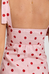 Rosie Midi Dress - Pink and Red Polka Dot - The Self Styler