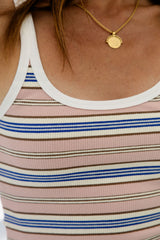Elki Ribbed Tank Top - Pink Multi Stripe - The Self Styler