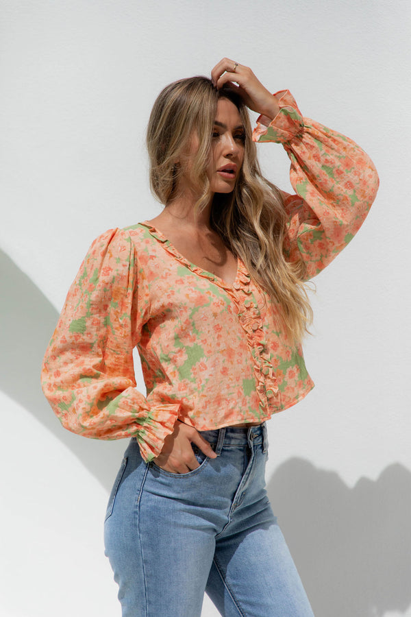 Marisol Top - Flores Print - Girl and the Sun - The Self Styler