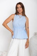 Sara Stripe Top - Blue - The Self Styler