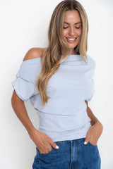 Jaimie Off-The Shoulder Top - Light Blue - The Self Styler