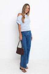 Jaimie Off-The Shoulder Top - Light Blue - The Self Styler