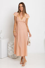 Valentina Polka Dot Maxi Dress - Cream and Red - The Self Styler