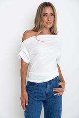 Jaimie Off-The Shoulder Top - White - The Self Styler