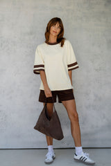 Blake Relaxed-Fit Stripe Tee - Yellow and Chocolate - The Self Styler