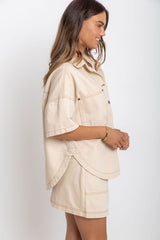 Juno Oversized Denim Shirt - Chai - The Self Styler