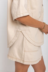 Juno Oversized Denim Shirt - Chai - The Self Styler
