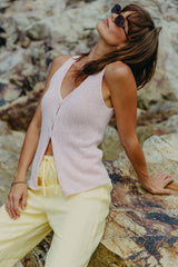 Tasmin V-Neck Knit Top - Pink - The Self Styler