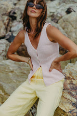 Tasmin V-Neck Knit Top - Pink - The Self Styler