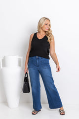 Ciara V-Neck Top - Black - The Self Styler