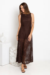 Charlotte Lace Maxi Dress - Choc - The Self Styler