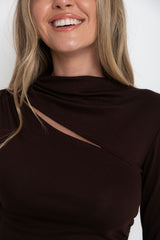 Carolyn Long Sleeve Top - Chocolate - The Self Styler