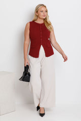 Ruby Knit Vest Top - Merlot - The Self Styler
