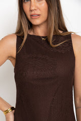 Charlotte Lace Maxi Dress - Choc - The Self Styler