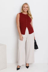 Ruby Knit Vest Top - Merlot - The Self Styler