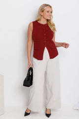 Ruby Knit Vest Top - Merlot - The Self Styler