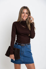 Carolyn Long Sleeve Top - Chocolate - The Self Styler