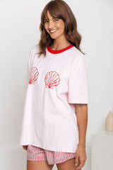 Tulum Shell Print Tee - Pink - The Self Styler