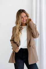 Eli Boyfriend Blazer Jacket - Mocha