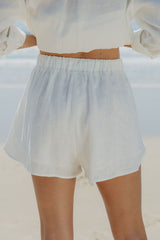 Charlie Linen Shorts - White - The Self Styler