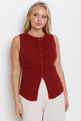 Ruby Knit Vest Top - Merlot - The Self Styler