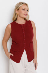 Ruby Knit Vest Top - Merlot - The Self Styler