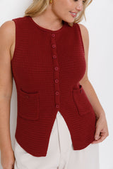 Ruby Knit Vest Top - Merlot - The Self Styler