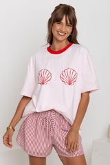 Tulum Shell Print Tee - Pink - The Self Styler